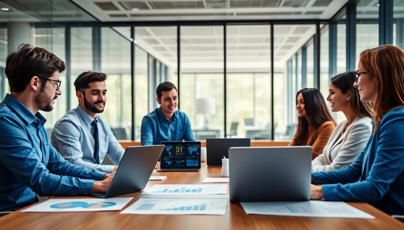 Quickplus Business Consultants collaborating in a modern office for effective strategies.