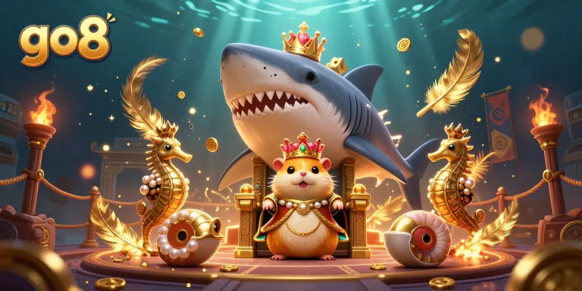 Experience the excitement of go8 gaming with a fun illustration featuring a hamster king and casino elements.