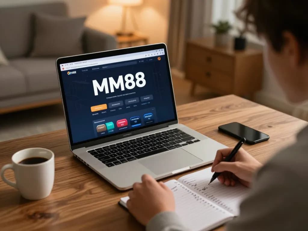 Engaged gamer using the MM88 platform for online betting strategies.