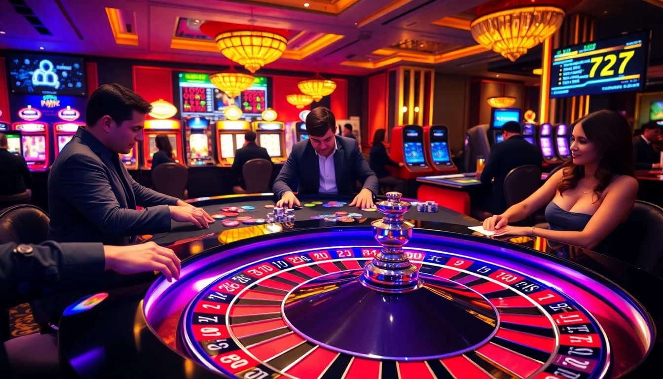 Players engaging in thrilling roulette action at Fun 79 casino, showcasing vibrant gambling excitement.