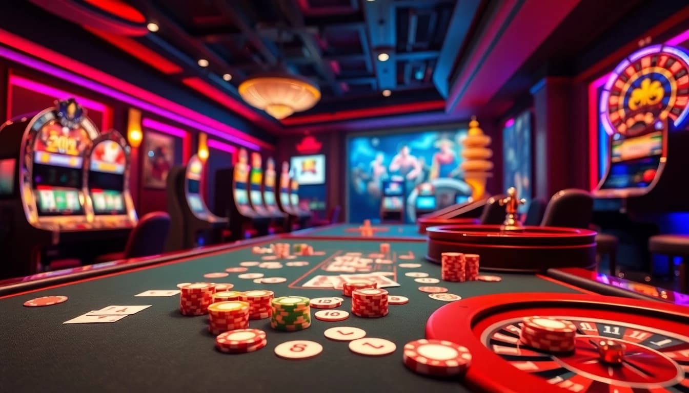 Experience the excitement of nohu90 with vibrant casino tables and dynamic slot machines.