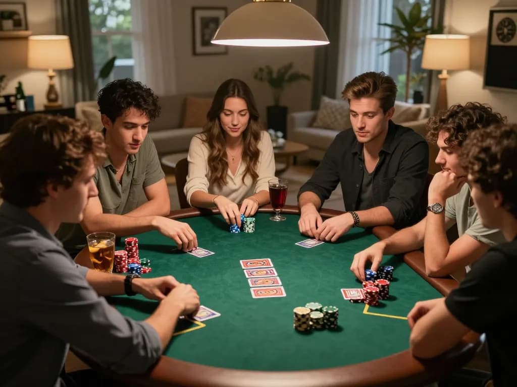 Join friends for an exciting poker game night at home with qq88 themed chips and drinks.