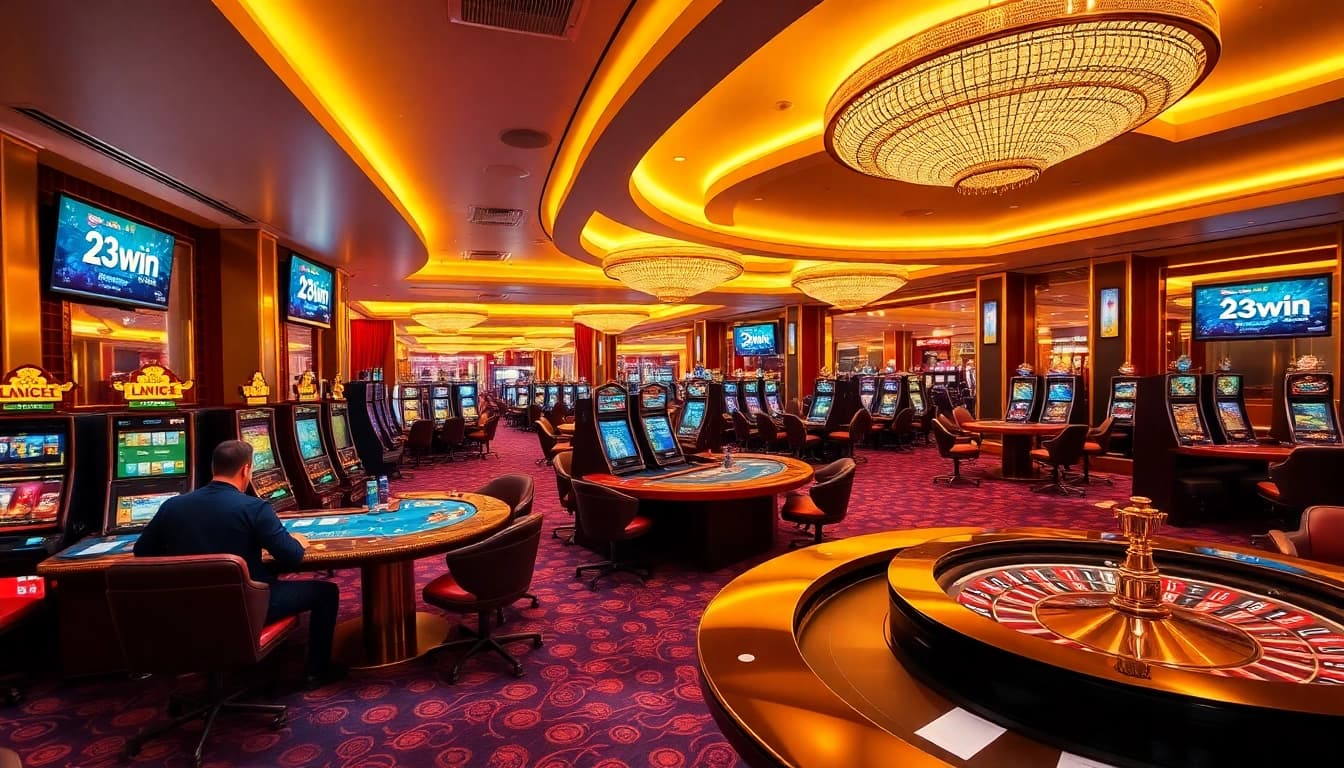 Experience thrilling gameplay at 23win.com with vibrant casino tables and engaging slot machines.
