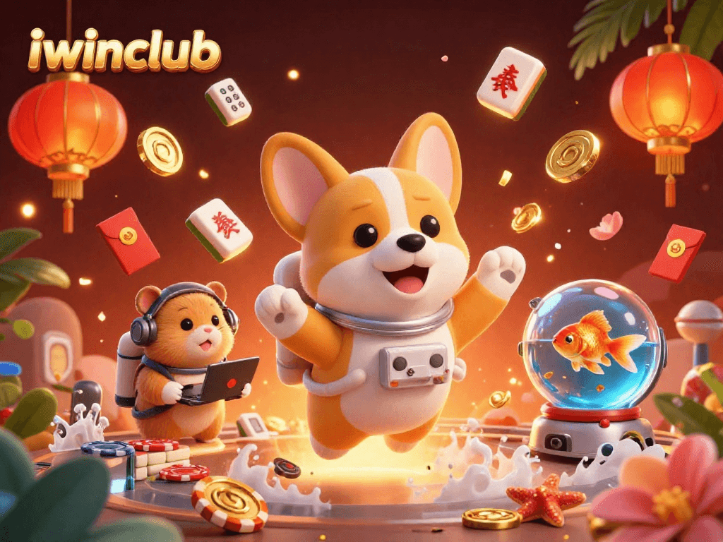 Engage with iwinclub's thrilling space casino adventure featuring a playful astronaut corgi.