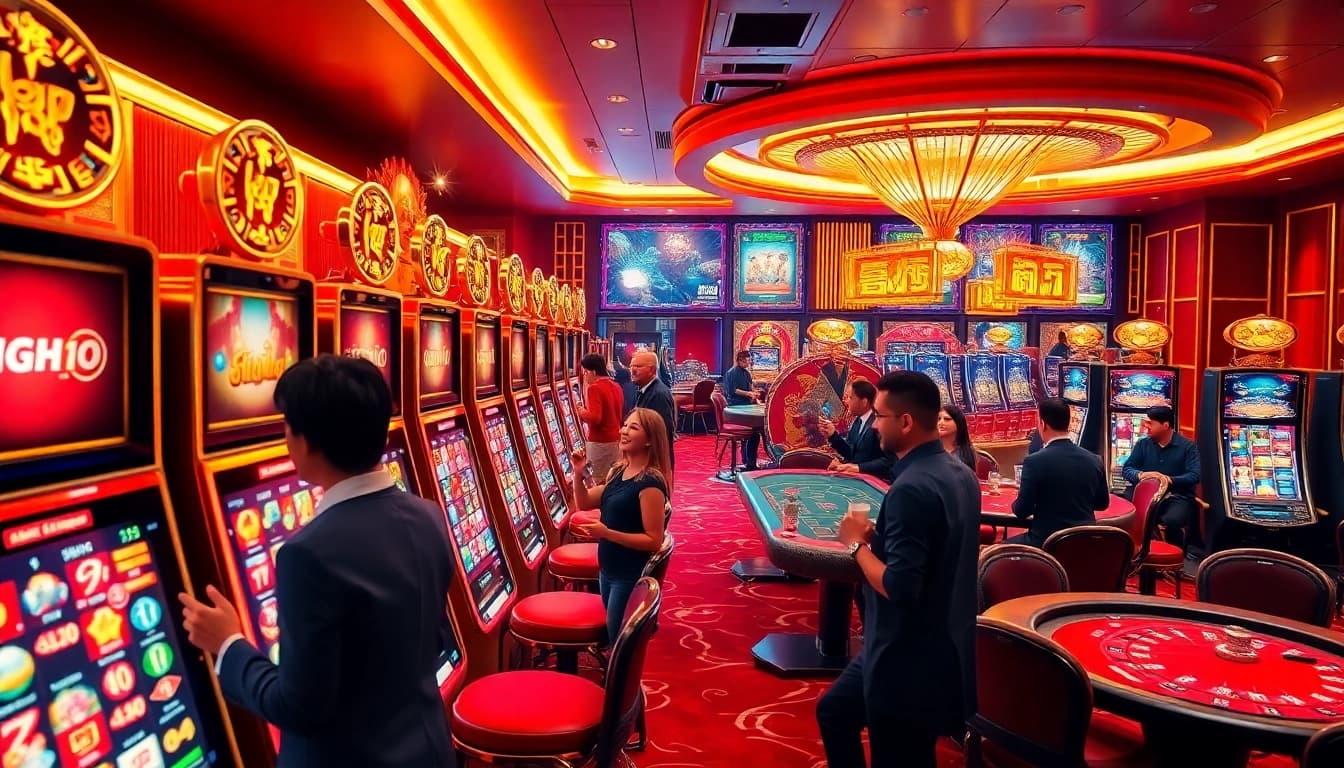 Experience thrilling nổ hũ action in this vibrant casino scene filled with excitement and luxury.