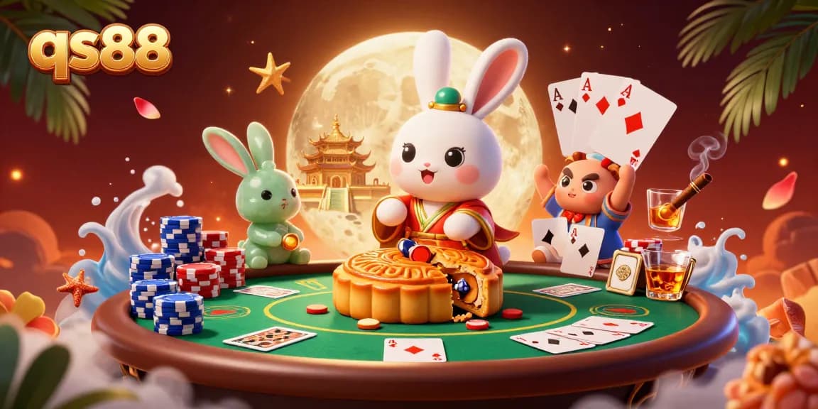 Engage in thrilling poker action with qs88 while the moon rabbit reveals treasures.