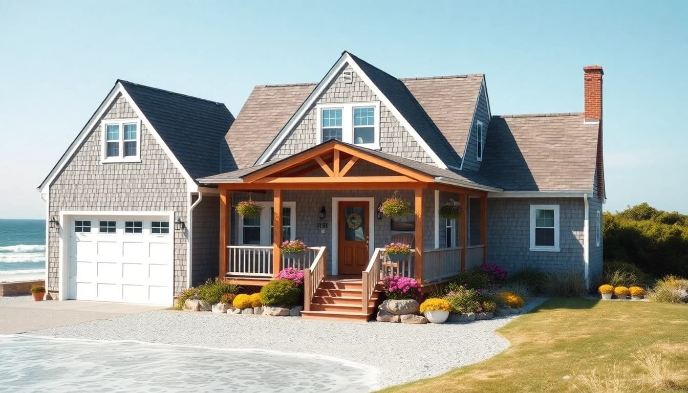 Vibrant Cape Cod homes showcasing traditional architecture with attached garage features.