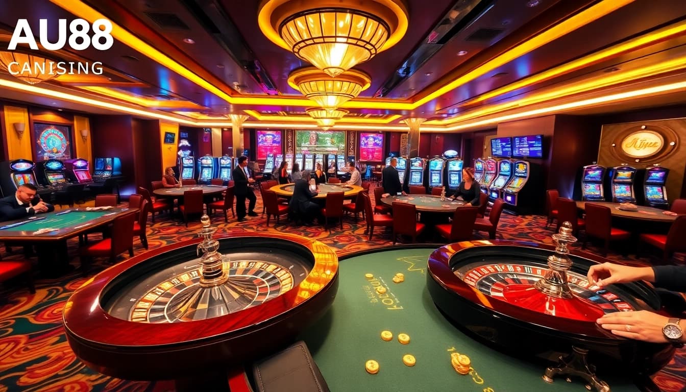 Experience the thrill of AU88 casino with lively games and engaging players at luxurious tables.