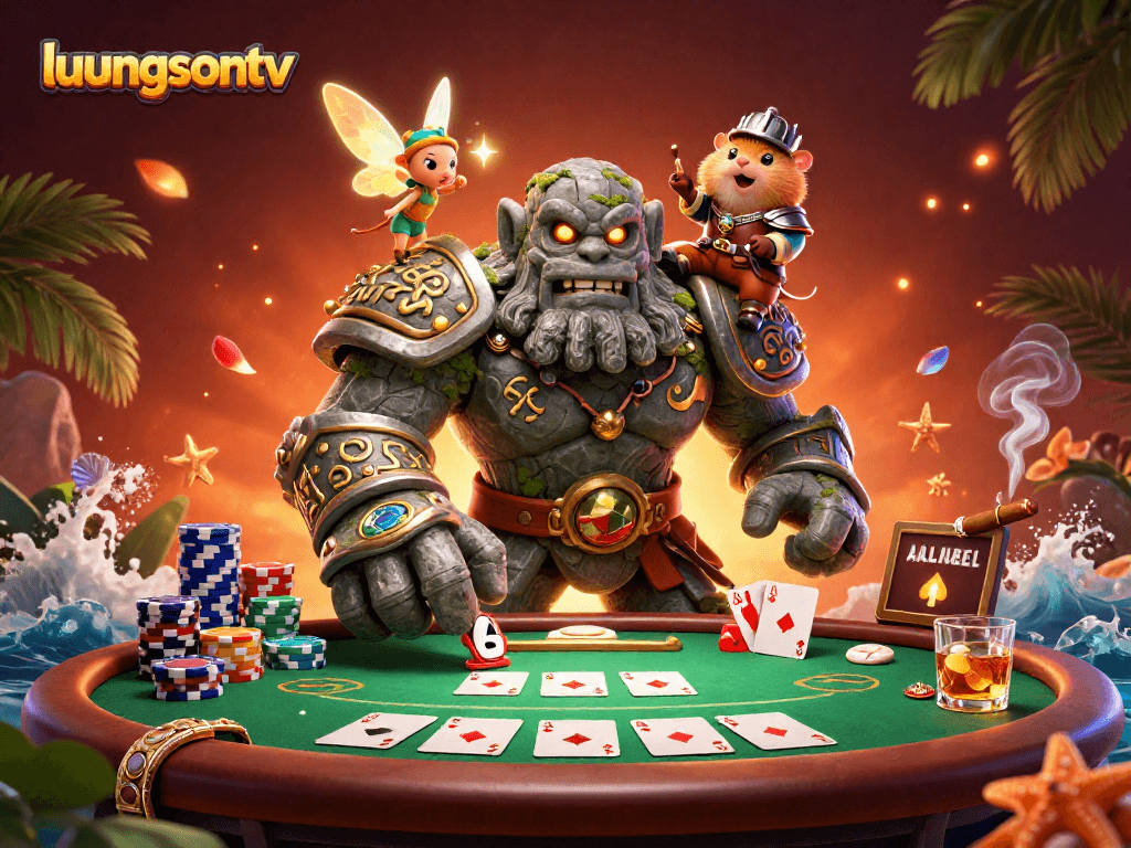Engage with luongsontv through immersive poker scenes filled with lively characters and colorful game elements.