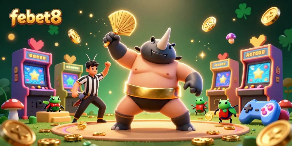 Bet on exciting games at febet8 with lively cartoon characters and rich casino elements.