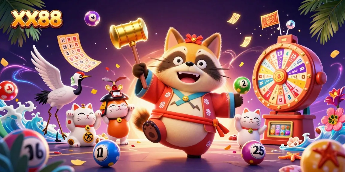 Experience the lively atmosphere of XX88 with colorful slots and animated characters.