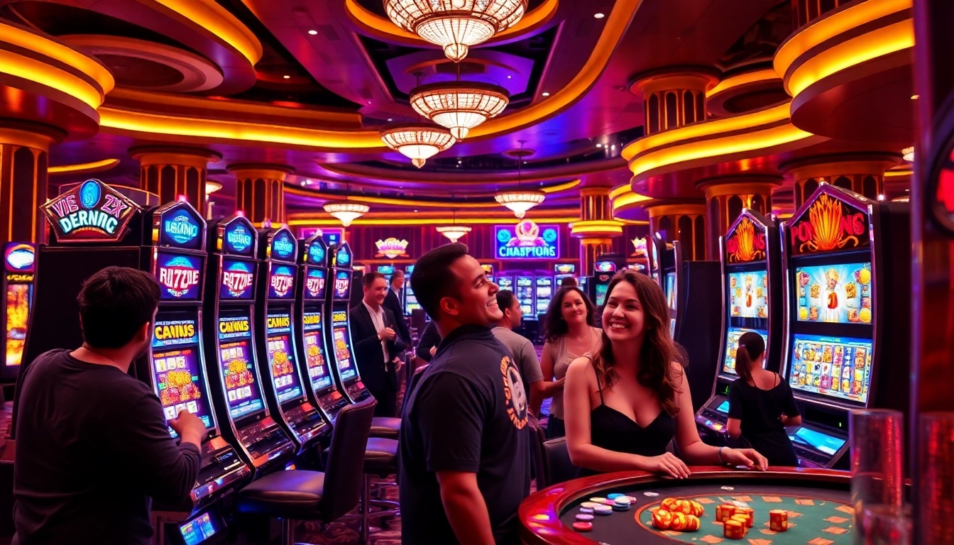 Exciting players enjoy slot machines at https://slot365.cx/ in a luxurious casino atmosphere.