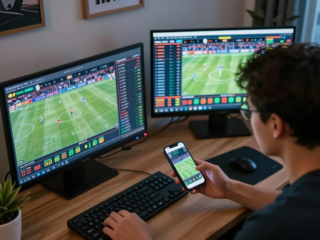 Engaging user analyzing sports betting odds on trang chủ bl555 for strategic betting decisions.