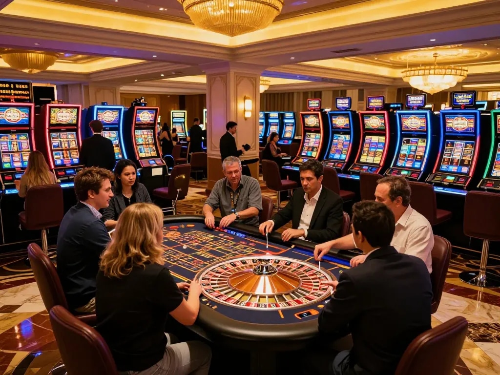 Players enjoying the thrill of roulette at 888new casino with vibrant atmosphere.