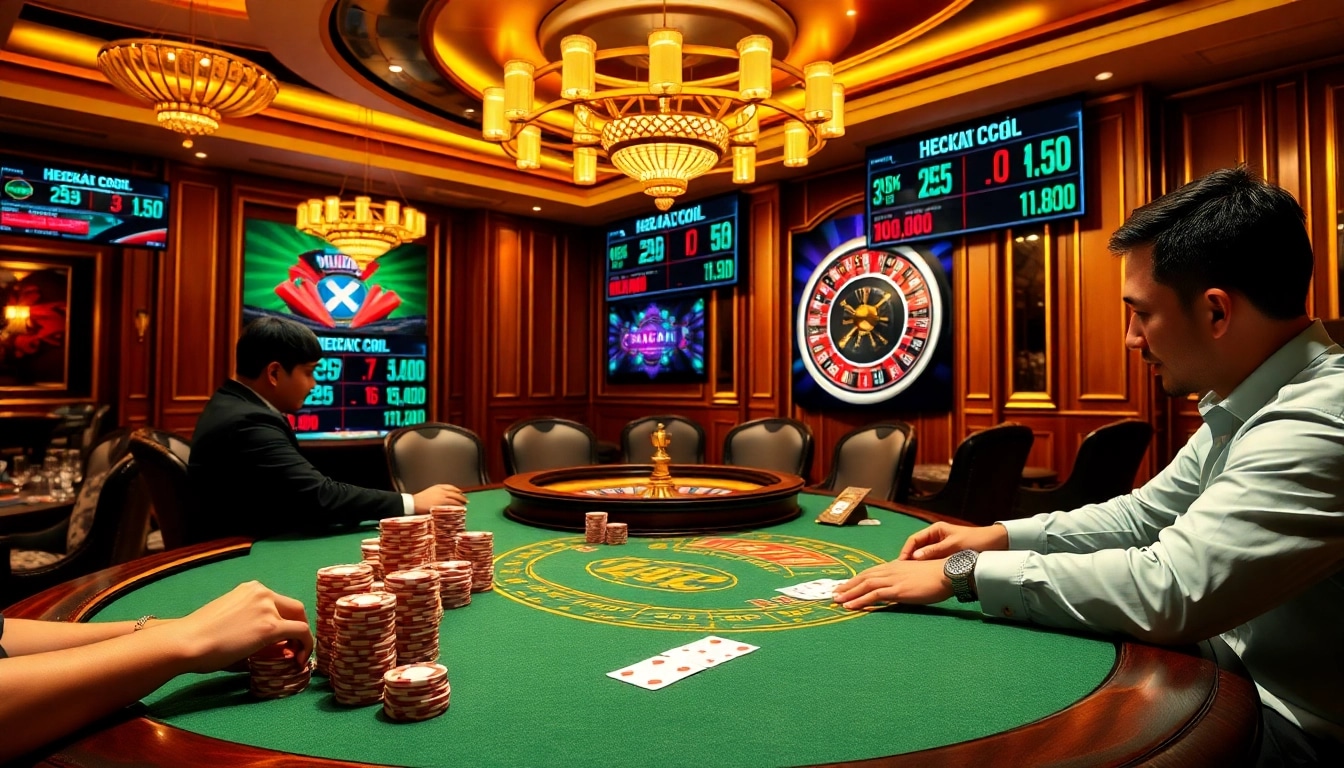Experience the thrill of kèo nhà cái 5 at a luxury casino poker table with players.