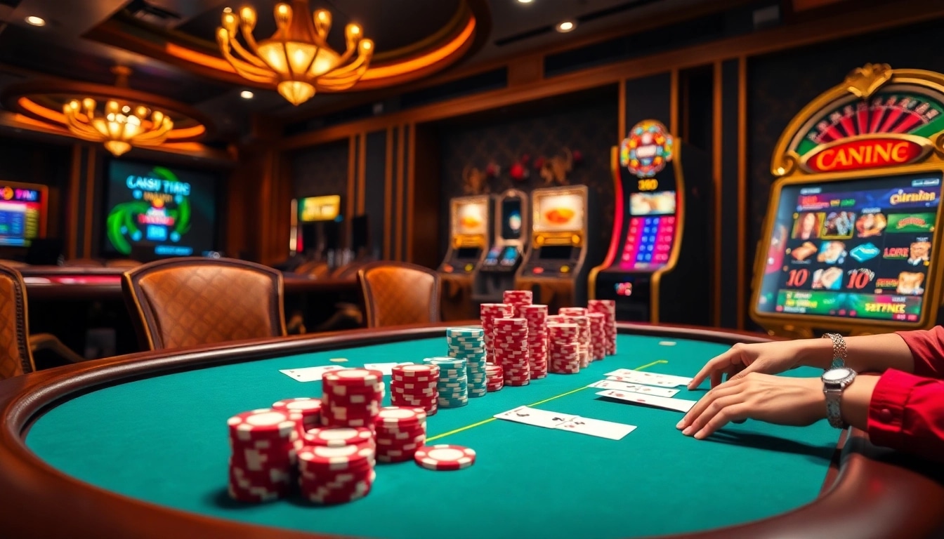 Experience the thrill of poker at https://qq88pro.vip/, showcasing exciting game action and vibrant casino elements.