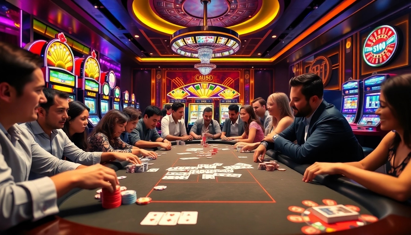 Soi cầu 888 players engaging at a poker table in an elegant casino.