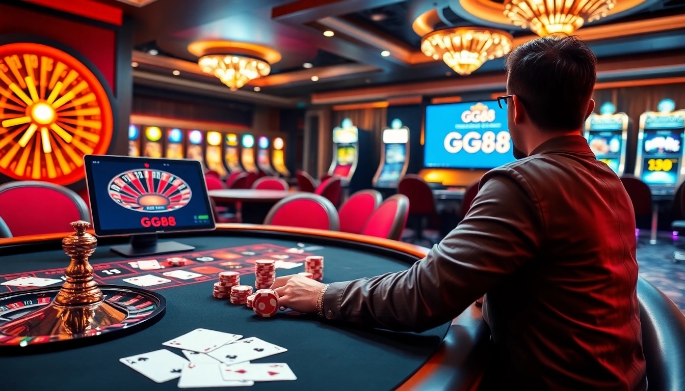 GG88 offers a thrilling online casino experience with engaging tables, cards, and vibrant slot machines.