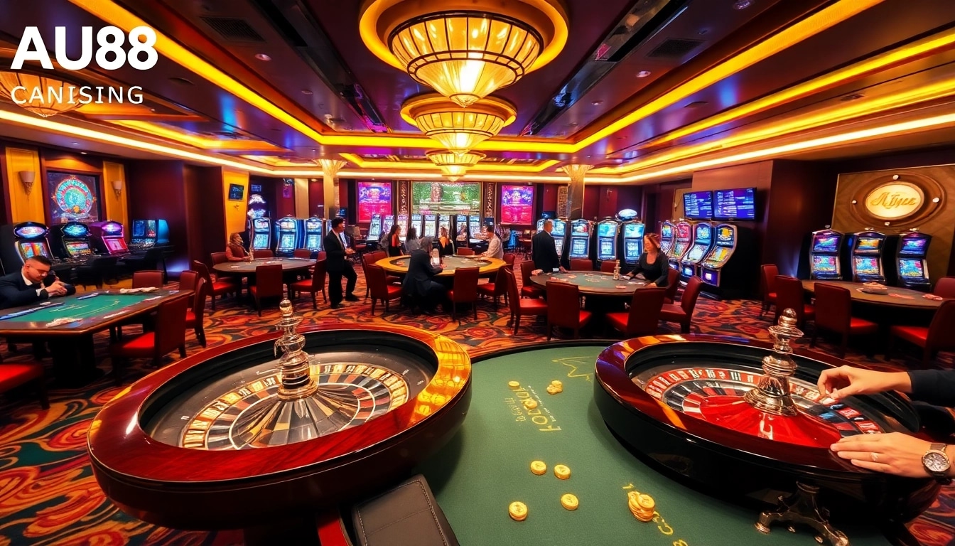 Experience the thrill of AU88 casino with lively games and engaging players at luxurious tables.