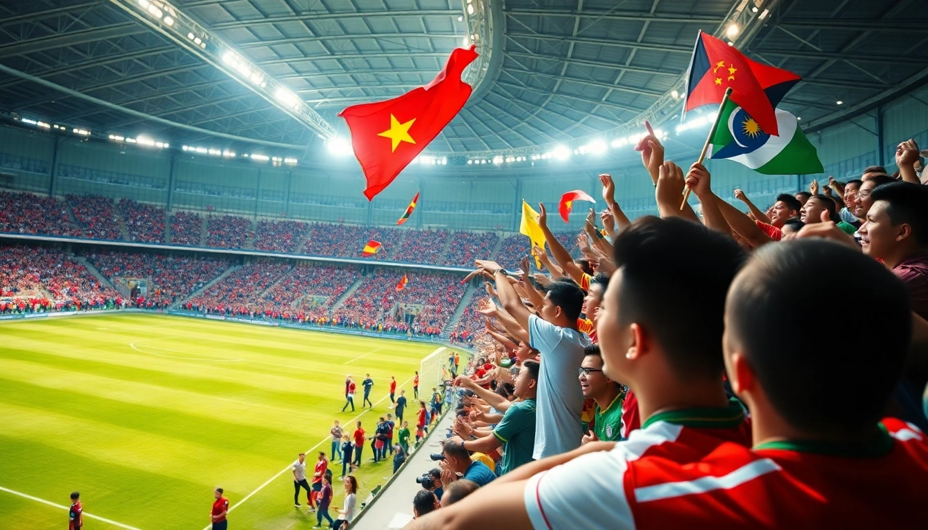 Exciting crowd at a live football match showcasing Trực tiếp bóng đá.