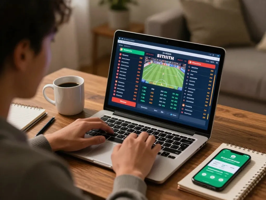 Person placing strategic bets on gamedoithuong88 during an intense sports match.