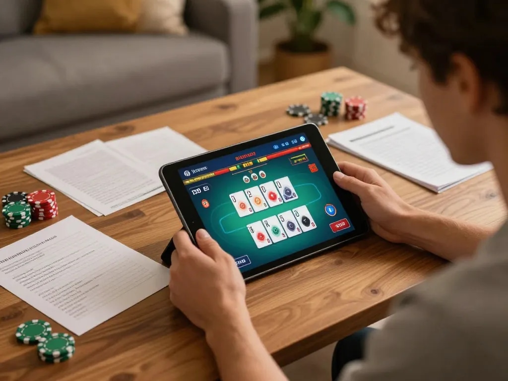 Join the action at https://rr88.navy/ with players engaging in a thrilling poker session on their tablets.