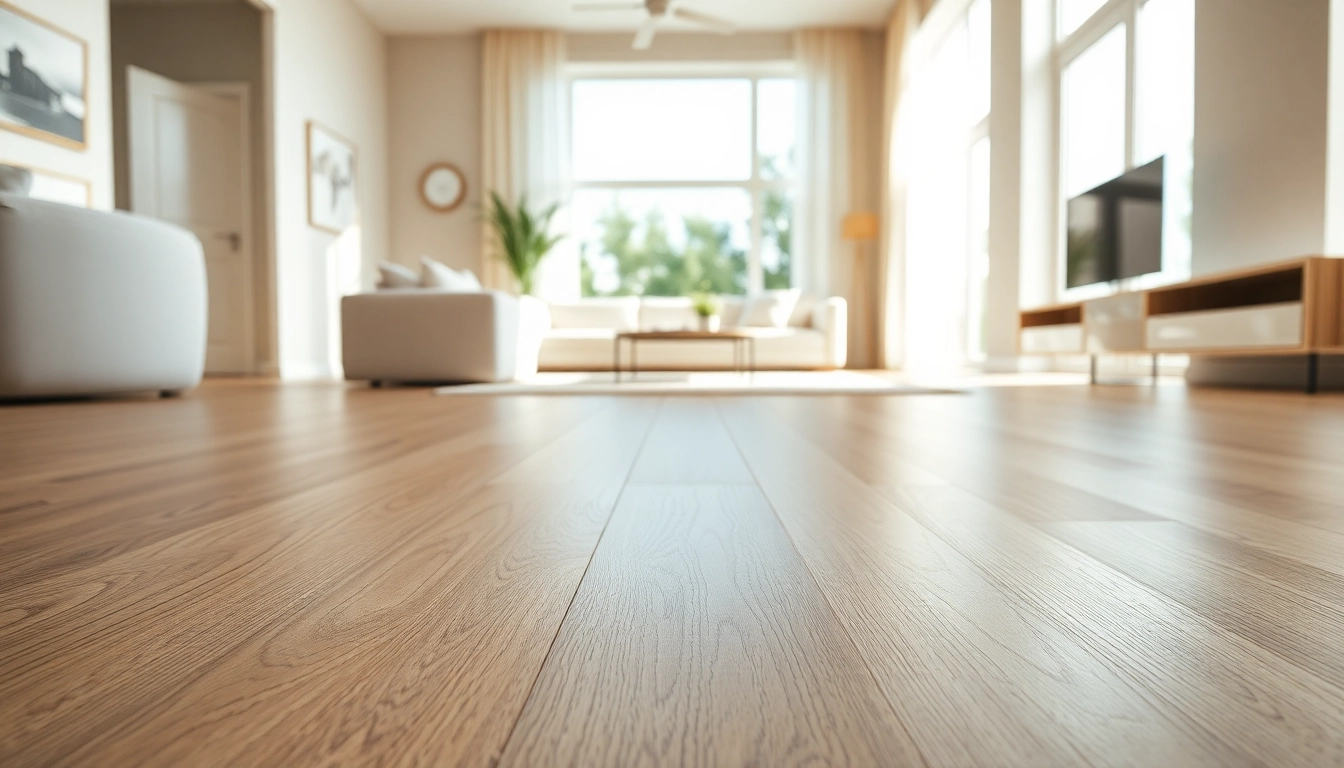 Laying down elegant lvt flooring in a sunlit contemporary living room.