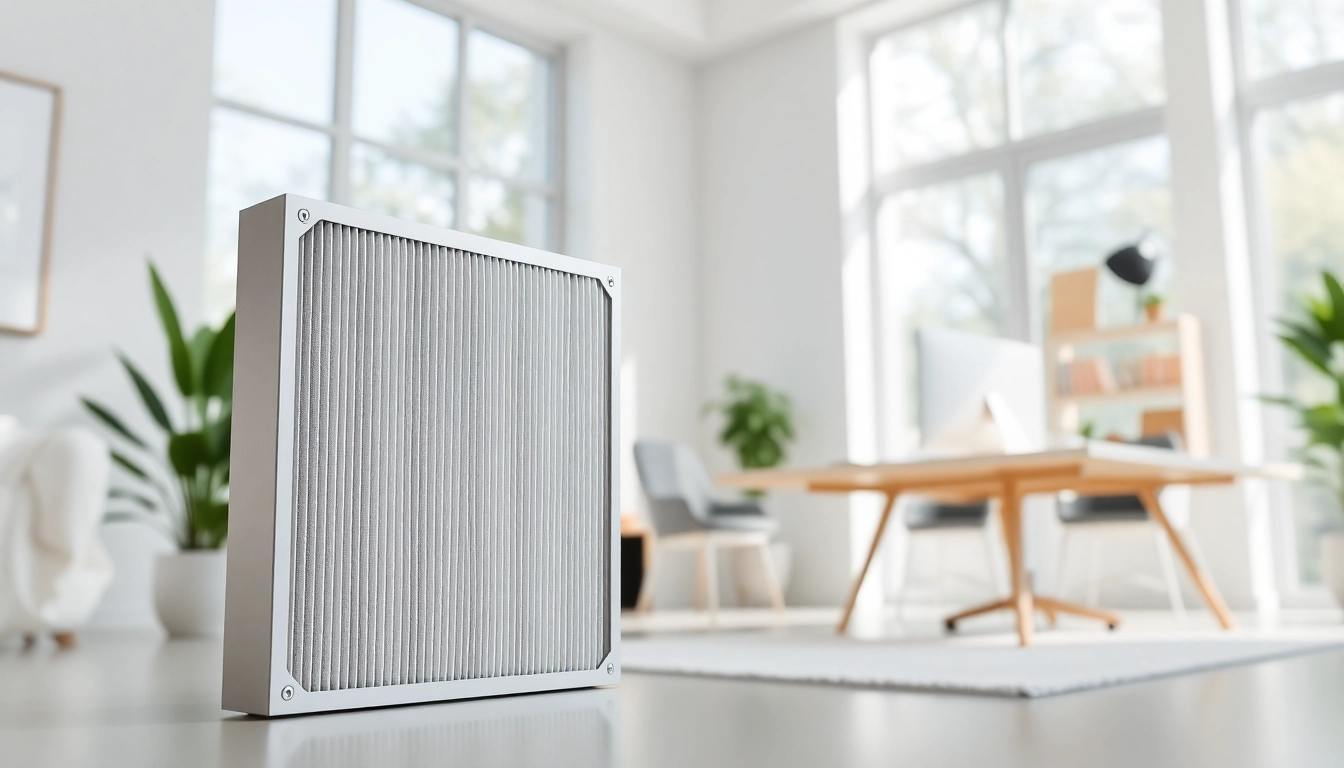 hepa filter enhancing air quality in a stylish home office space with natural light.