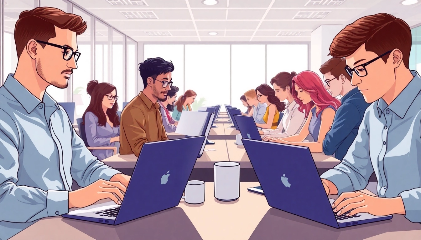 Experience productivity at a Typing Center with professionals engaged in typing tasks.