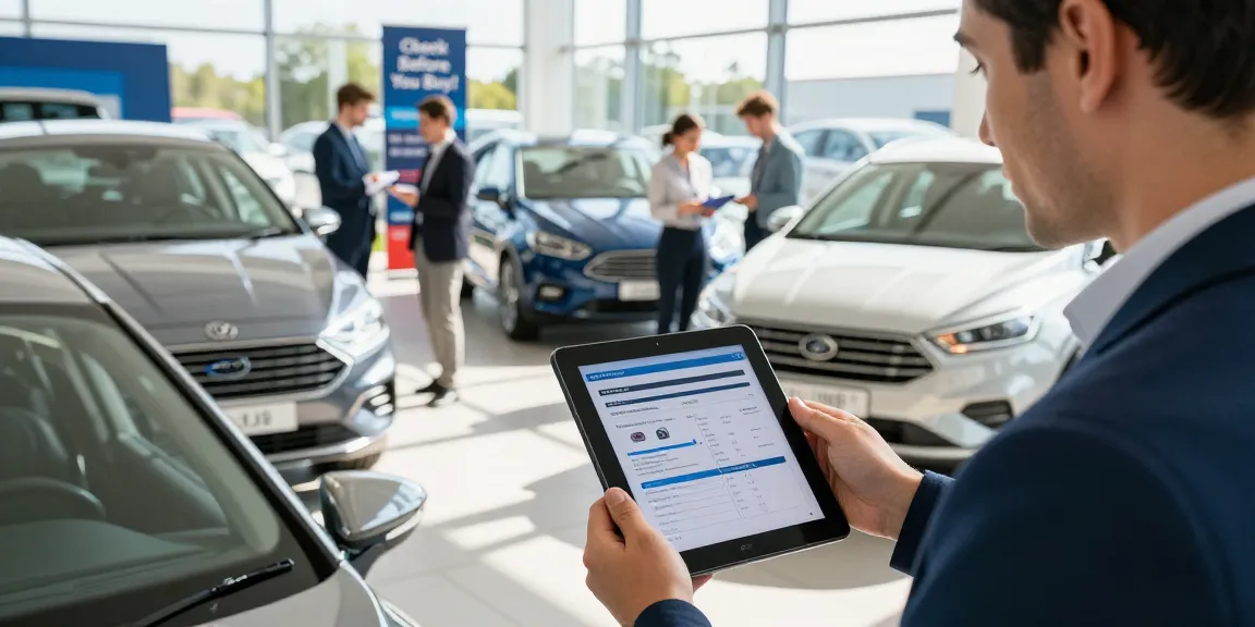 Car buyer conducting a car history check UK before purchase, ensuring informed decisions.