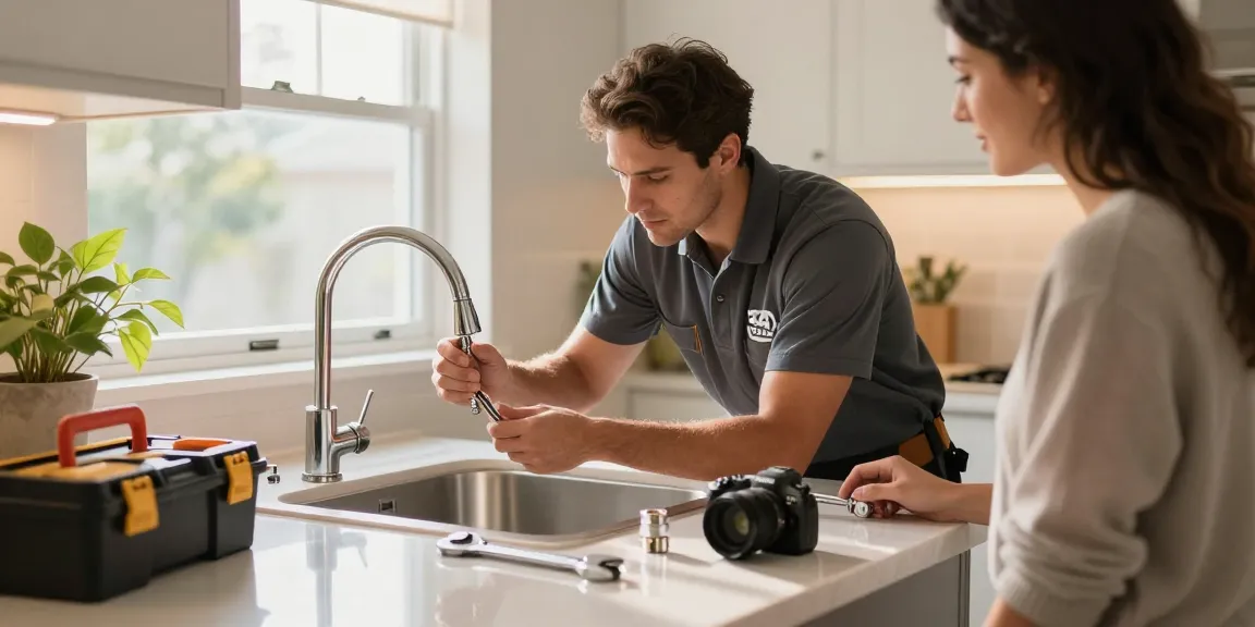 Expert repair by a 24 hour plumber San Diego fixing a leaky faucet in a modern kitchen
