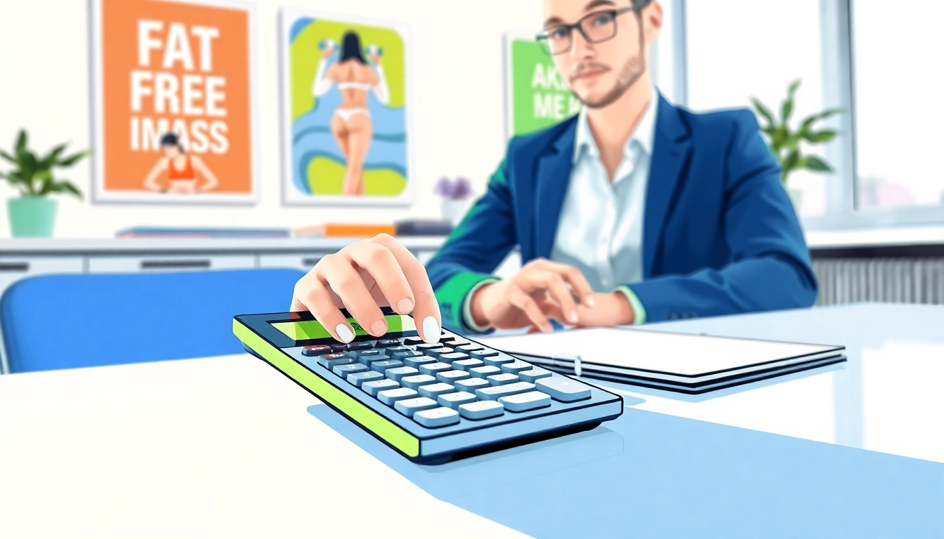 Calculate your fat free mass index with a professional using modern tools in a bright office setting.