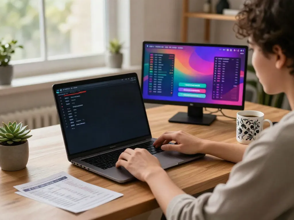 Engaged bettor using https://gem88.jpn.com/ on laptop in a cozy home office.