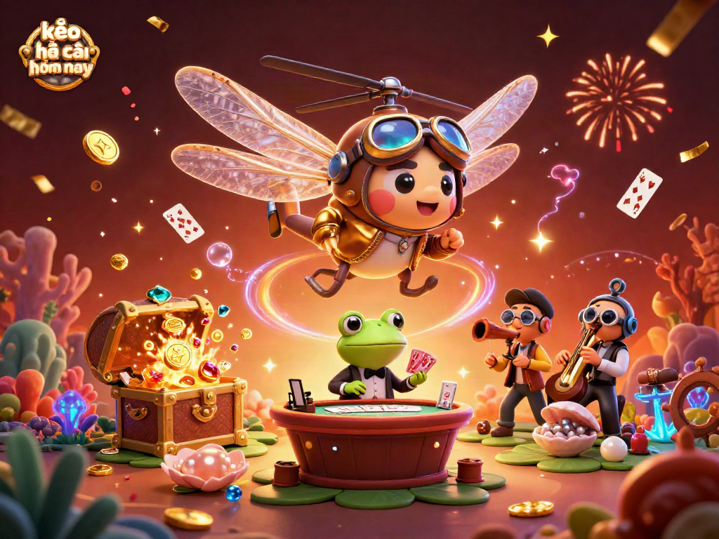 Experience kèo nhà cái hôm nay with a vibrant scene featuring a frog croupier and dynamic casino elements.