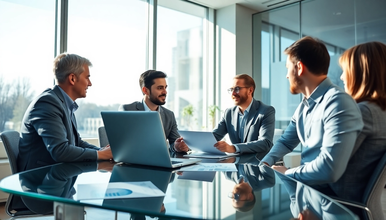 Fiduciary financial advisor consulting clients in a bright, modern office.