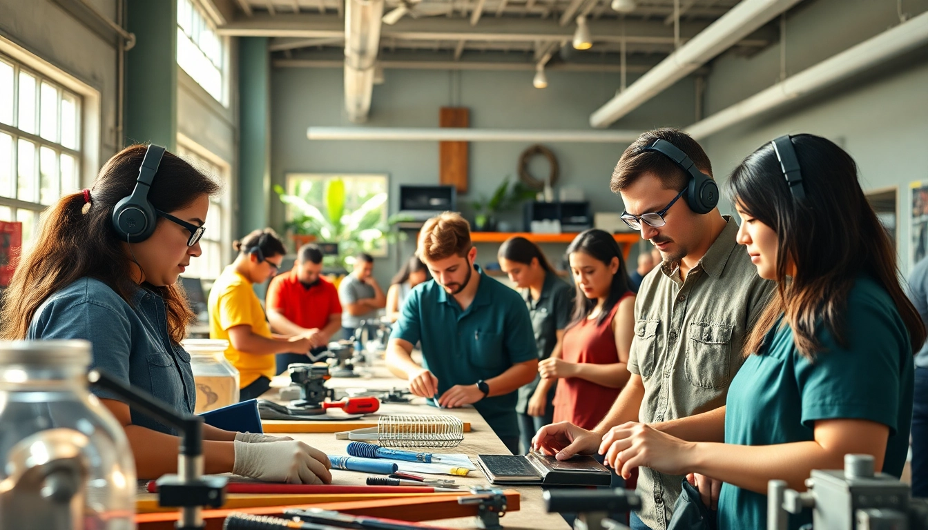 Students at a trade school Hawaii actively learning and collaborating in a vibrant classroom.