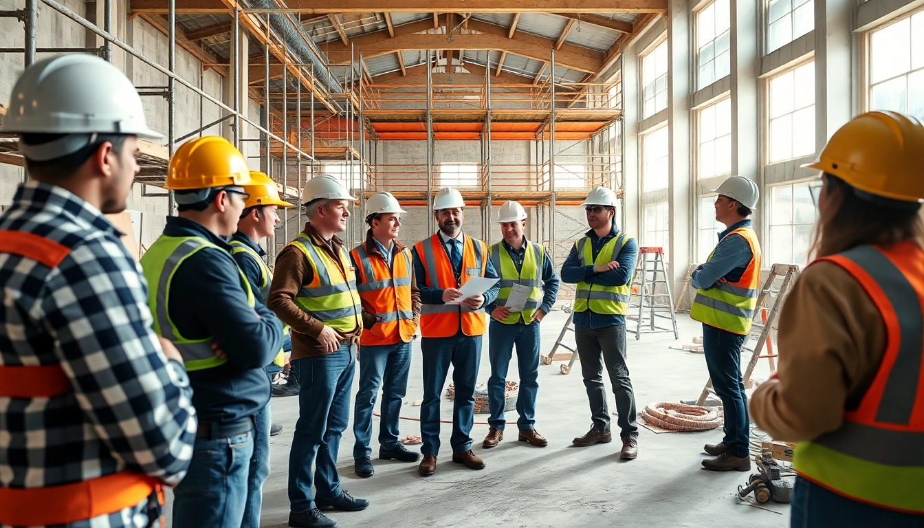Engaged workers participating in construction safety training session on-site to enhance safety awareness.