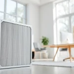 hepa filter enhancing air quality in a stylish home office space with natural light.