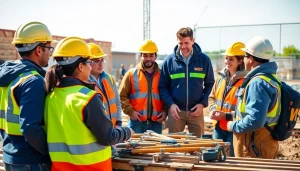 Engaged trainees in construction workforce training using tools outdoors, showcasing hands-on learning.