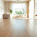 Laying down elegant lvt flooring in a sunlit contemporary living room.