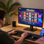 Player engaging with 79sodoe games on a vibrant online casino setup.