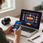 Using QQ88 Money app for strategic online gaming in a modern home office
