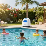 Family enjoying their pool with the Best Pool Chlorinators, showcasing the K-Chlor Digital Gold Series.