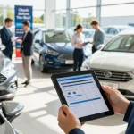 Car buyer conducting a car history check UK before purchase, ensuring informed decisions.