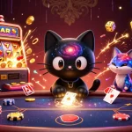 Situs Poker Online Resmi Domino88 features a cosmic poker scene with vibrant characters and gambling elements.