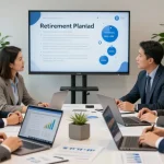 Financial advisor Hampton VA team discussing wealth strategies in a modern office.