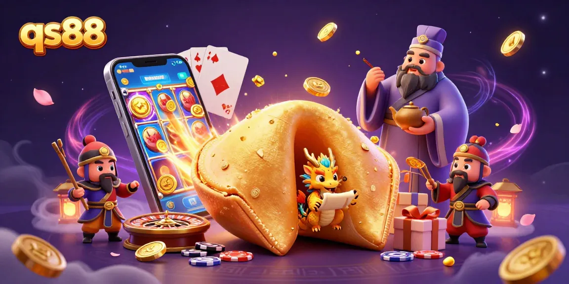 Experience exhilarating gameplay with qs88, featuring a golden fortune cookie and vibrant casino elements.