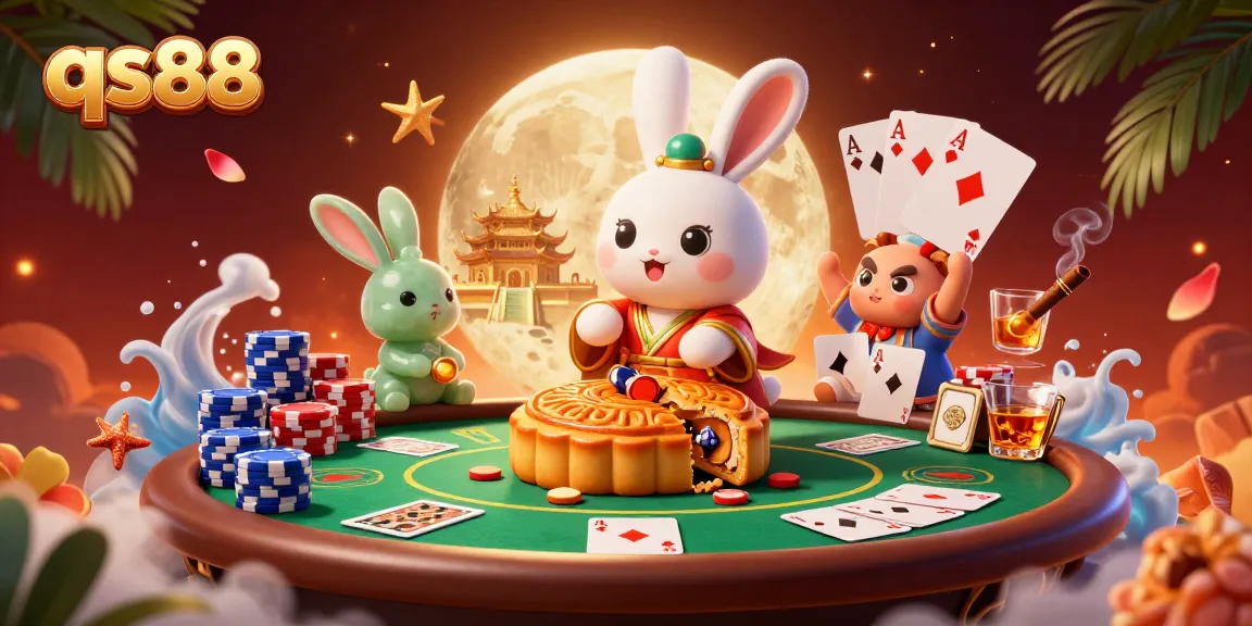 Engage in thrilling poker action with qs88 while the moon rabbit reveals treasures.
