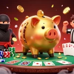 Engage with exciting poker action featuring 11WIN's dynamic characters and vibrant casino elements.