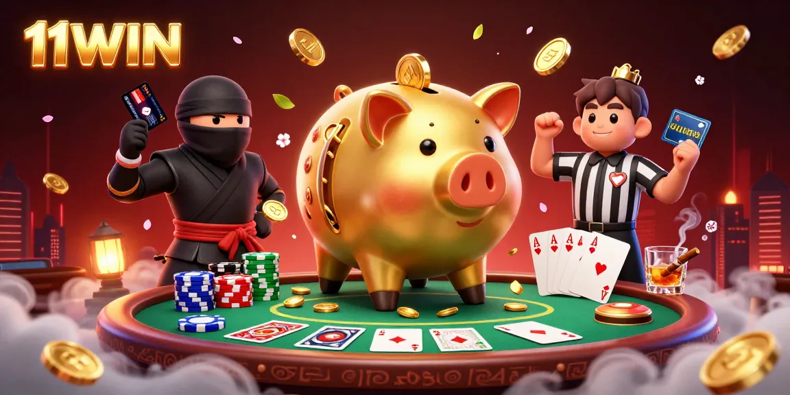 Engage with exciting poker action featuring 11WIN's dynamic characters and vibrant casino elements.